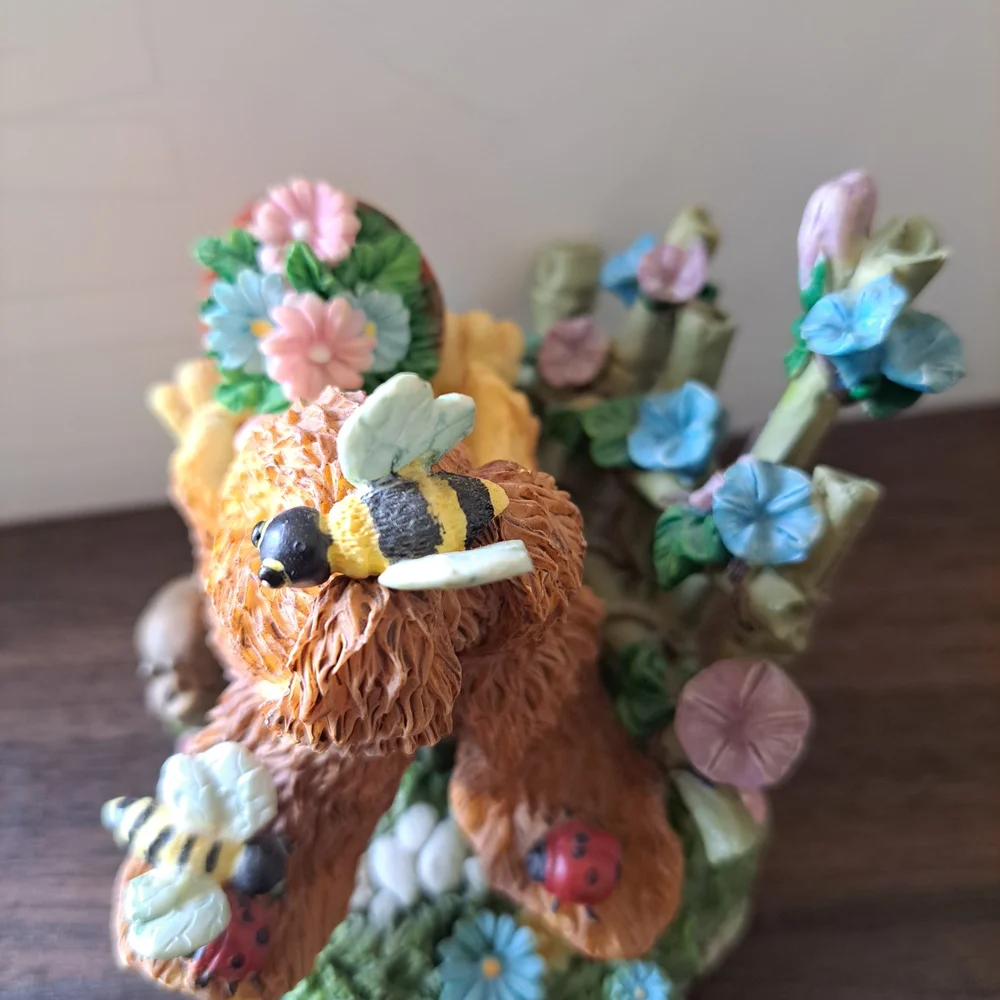 Decorative Bunny Figurine in Brown and Yellow Easter Decor
